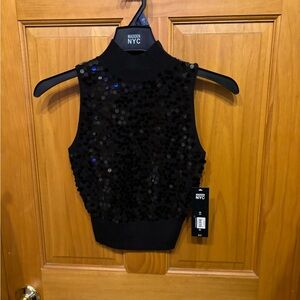 Black Sequin Sleeveless Top NWTs
